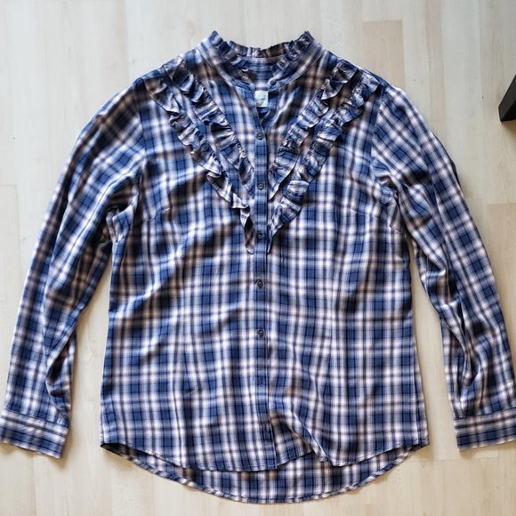 Plaid Ruffle Blouse - Picture 1 of 4